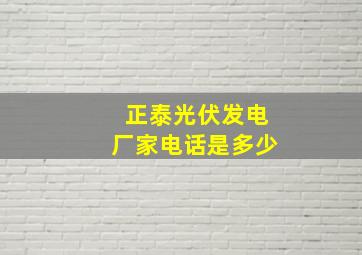 正泰光伏发电厂家电话是多少