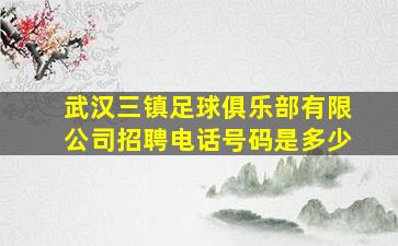 武汉三镇足球俱乐部有限公司招聘电话号码是多少