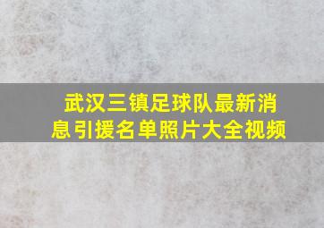 武汉三镇足球队最新消息引援名单照片大全视频