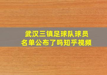 武汉三镇足球队球员名单公布了吗知乎视频