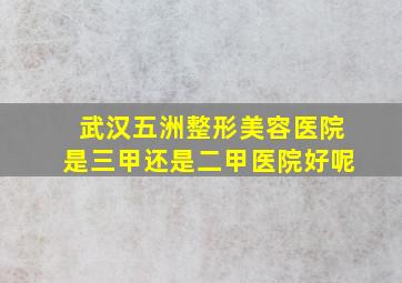 武汉五洲整形美容医院是三甲还是二甲医院好呢