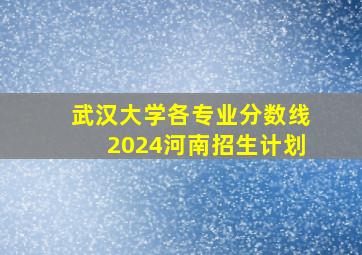 武汉大学各专业分数线2024河南招生计划