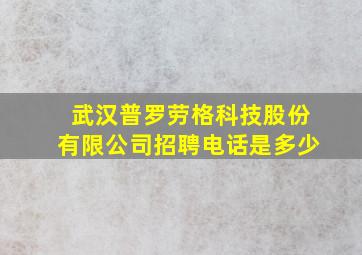 武汉普罗劳格科技股份有限公司招聘电话是多少