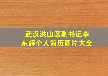 武汉洪山区副书记李东辉个人简历图片大全