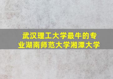 武汉理工大学最牛的专业湖南师范大学湘潭大学