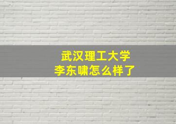 武汉理工大学李东啸怎么样了