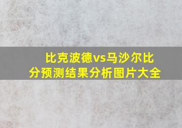 比克波德vs马沙尔比分预测结果分析图片大全