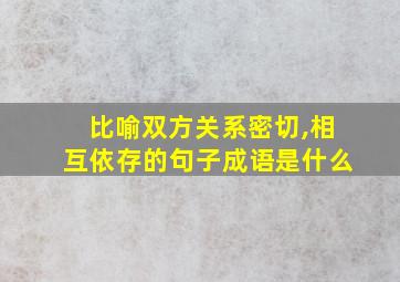 比喻双方关系密切,相互依存的句子成语是什么