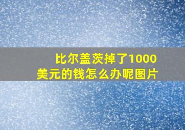 比尔盖茨掉了1000美元的钱怎么办呢图片