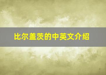 比尔盖茨的中英文介绍