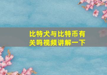 比特犬与比特币有关吗视频讲解一下