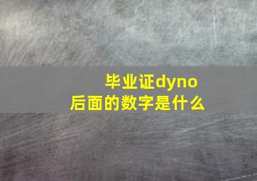 毕业证dyno后面的数字是什么