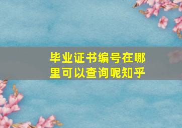 毕业证书编号在哪里可以查询呢知乎