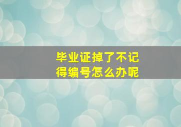 毕业证掉了不记得编号怎么办呢