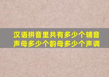 汉语拼音里共有多少个辅音声母多少个韵母多少个声调