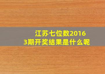 江苏七位数20163期开奖结果是什么呢