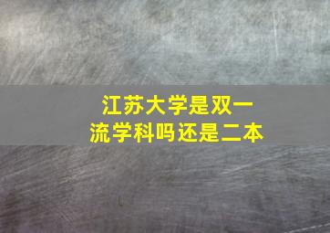 江苏大学是双一流学科吗还是二本