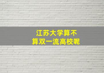 江苏大学算不算双一流高校呢