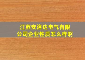 江苏安洛达电气有限公司企业性质怎么样啊