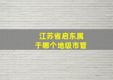 江苏省启东属于哪个地级市管