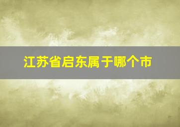 江苏省启东属于哪个市