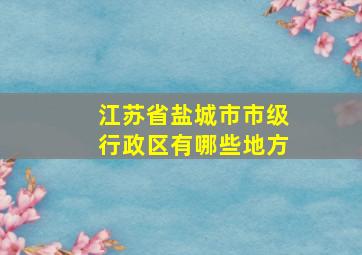 江苏省盐城市市级行政区有哪些地方