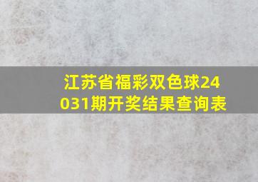 江苏省福彩双色球24031期开奖结果查询表