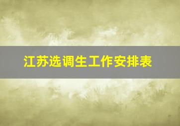 江苏选调生工作安排表