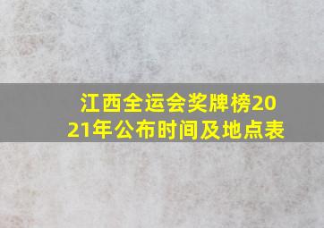 江西全运会奖牌榜2021年公布时间及地点表