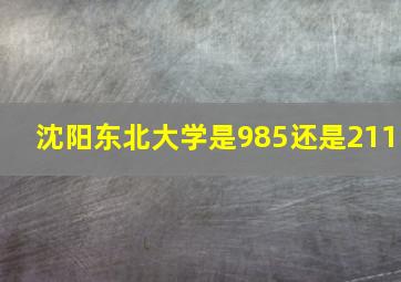 沈阳东北大学是985还是211