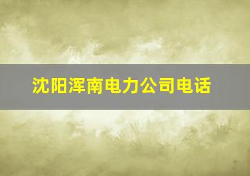 沈阳浑南电力公司电话