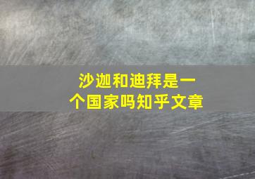 沙迦和迪拜是一个国家吗知乎文章