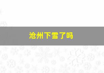 沧州下雪了吗