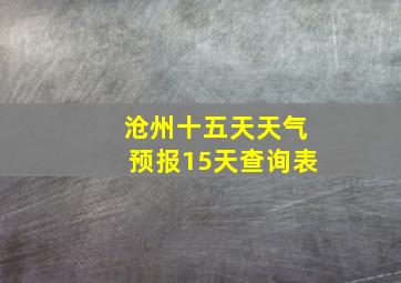 沧州十五天天气预报15天查询表