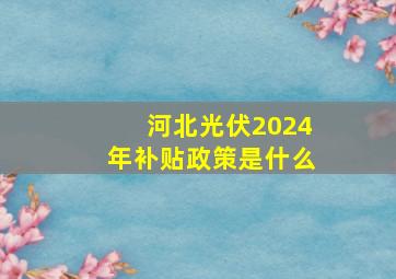 河北光伏2024年补贴政策是什么