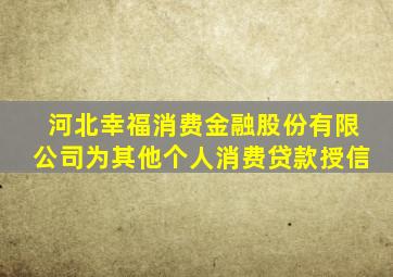 河北幸福消费金融股份有限公司为其他个人消费贷款授信