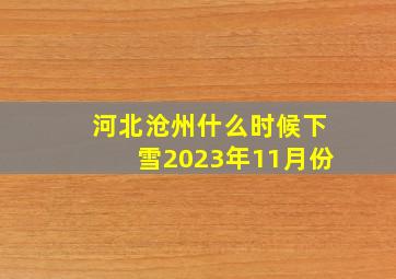 河北沧州什么时候下雪2023年11月份