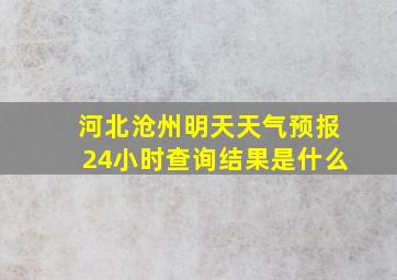 河北沧州明天天气预报24小时查询结果是什么