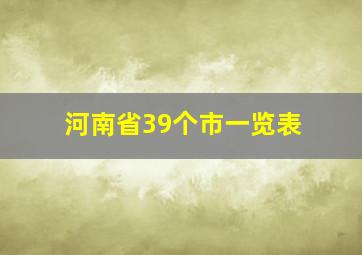 河南省39个市一览表