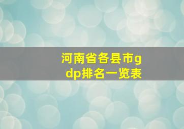 河南省各县市gdp排名一览表