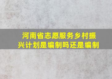 河南省志愿服务乡村振兴计划是编制吗还是编制