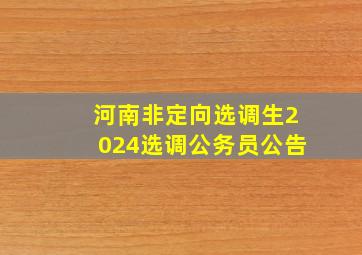 河南非定向选调生2024选调公务员公告