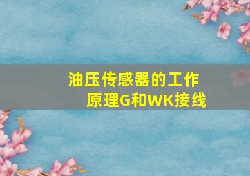 油压传感器的工作原理G和WK接线