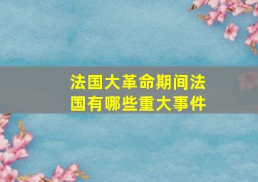 法国大革命期间法国有哪些重大事件