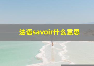 法语savoir什么意思