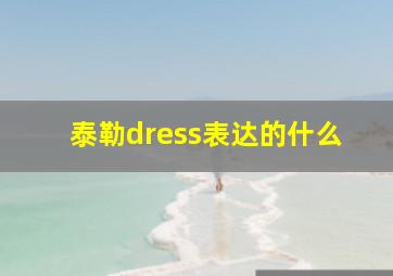 泰勒dress表达的什么