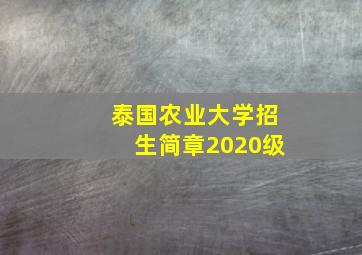 泰国农业大学招生简章2020级