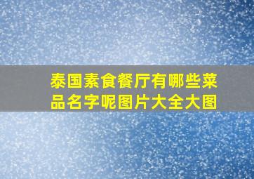 泰国素食餐厅有哪些菜品名字呢图片大全大图