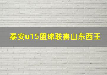 泰安u15篮球联赛山东西王