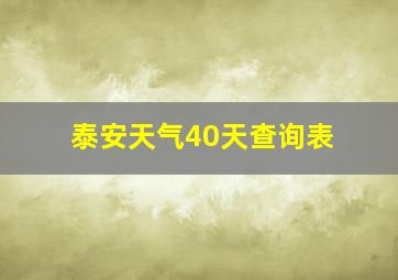 泰安天气40天查询表